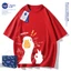 Áo Thun Cotton 100% Unisex Form Rộng Tay Lỡ In Hình Ngỗng Cute Phong Cách Hàn Quốc Áo Phông Nam Nữ Oversize