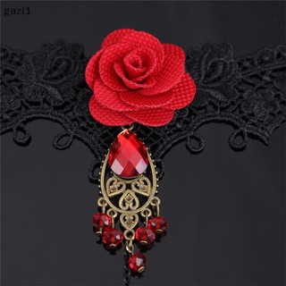 [Gzi1] Hot! Vòng Tay Ren Hoa Hồng Đỏ Phong Cách gothic Thanh Lịch Có Thể Điều Chỉnh Kích Cỡ