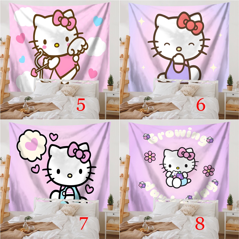 Thảm Treo Tường Trang Trí Phòng Ngủ Hình hello kitty