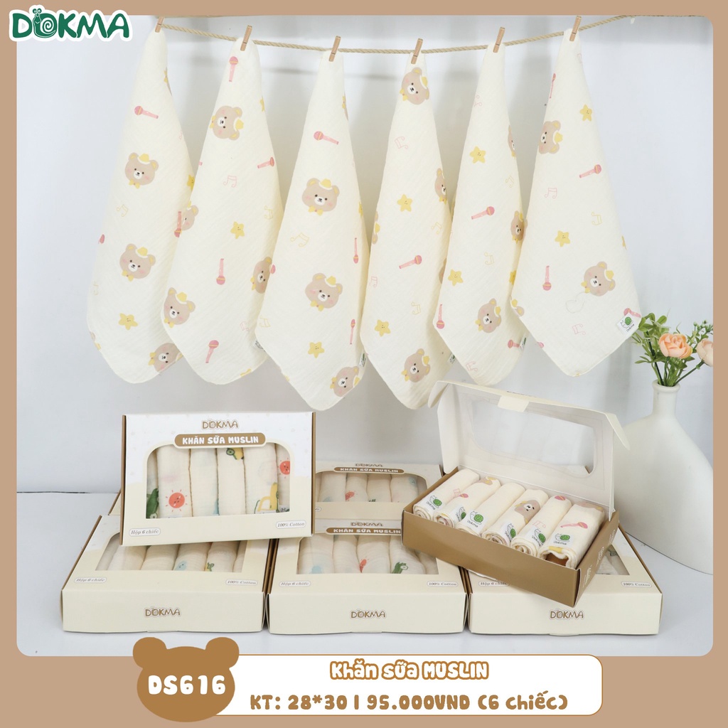 Khăn Sữa DOKMA Sợi Tre, Kháng Khuẩn 3 Lớp, 4 Lớp, Khăn Muslin 2 lớp
