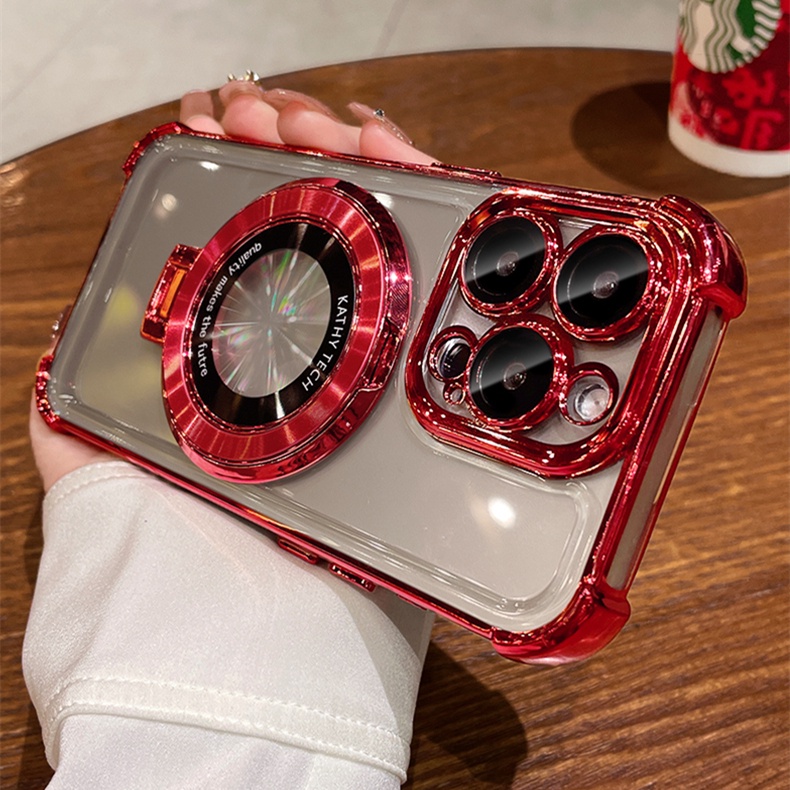 Ốp Điện Thoại TPU Mềm Chống Sốc Có Giá Đỡ Từ Tính Cho iphone15 Pro Max 14 13 12 11