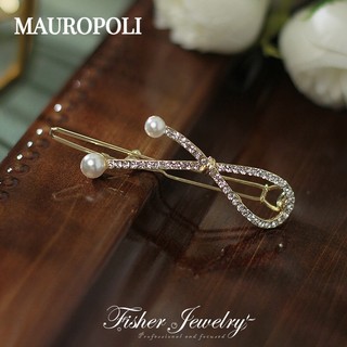 Mauropoli [Sẵn sàng] Kẹp tóc nửa mảnh Đầu sau đính đá Ngọc trai Kẹp tóc bên hông Kẹp tóc phong cách mới Mũ đội đầu khóa ếch