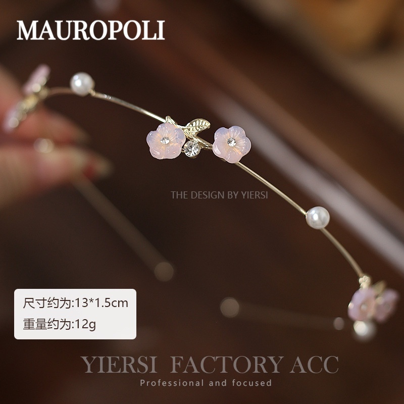 Mauropoli [Sẵn Sàng] Kim Loại Ngọc Trai Kim Cương Giả Hoa Băng Đô Nữ Thu Đông Mũ Buộc Tóc Băng Đô Đeo Đầu Phong Cách Cổ
