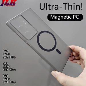 0.5mm Matte Ultra-Thin Magnetic Phone Case for Samsung Galaxy S24 Ultra S23 S22 Plus Wireless Charge Hard Plastic Translucent Cover