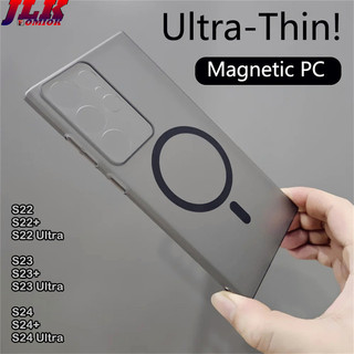 [JLK] 0.5mm Matte Ultra-Thin Magnetic Phone Case for Samsung Galaxy S24 Ultra S23 S22 Plus Wireless Charge Hard Plastic Translucent Cover