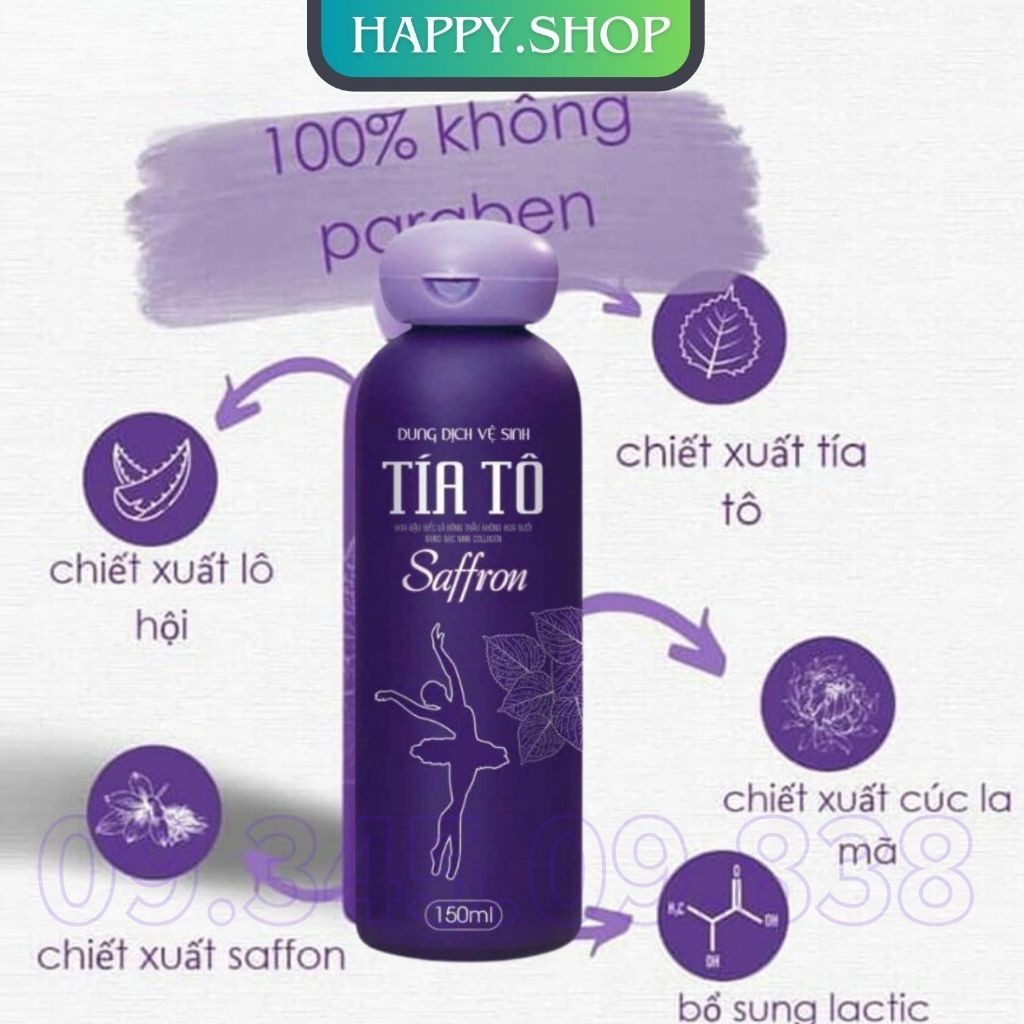 Dung Dịch Vệ Sinh Phụ nữ Tía Tô Saffron 150ml Chính Hãng Hết Khí Hư Nấm Ngứa Mùi Hôi Vùng Kín DDVS tốt nhất cho phụ khoa