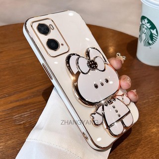 ốp lưng oppo a36 a96 a76 Ốp Điện Thoại TPU Silicon Mềm Mạ Điện Gắn Gương Trang Điểm Hình Thỏ 3D Cho oppo a36 a96 a76