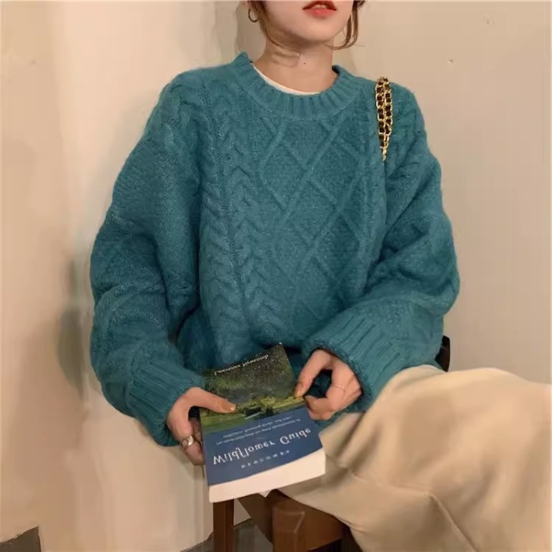 Áo Len Dài Tay áo sweater Cổ Tròn Phong Cách Hàn Quốc Thời Trang Thu Đông Mới áo mùa đông nữ