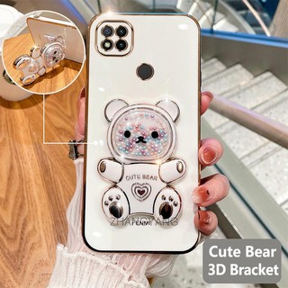 ốp lưng redmi 9c redmi 10a Ốp Điện Thoại tpu Dẻo Mạ Màu 3d In Hình Gấu Nhỏ Đáng Yêu Có Giá Đỡ Cho redmi 9c redmi 10a