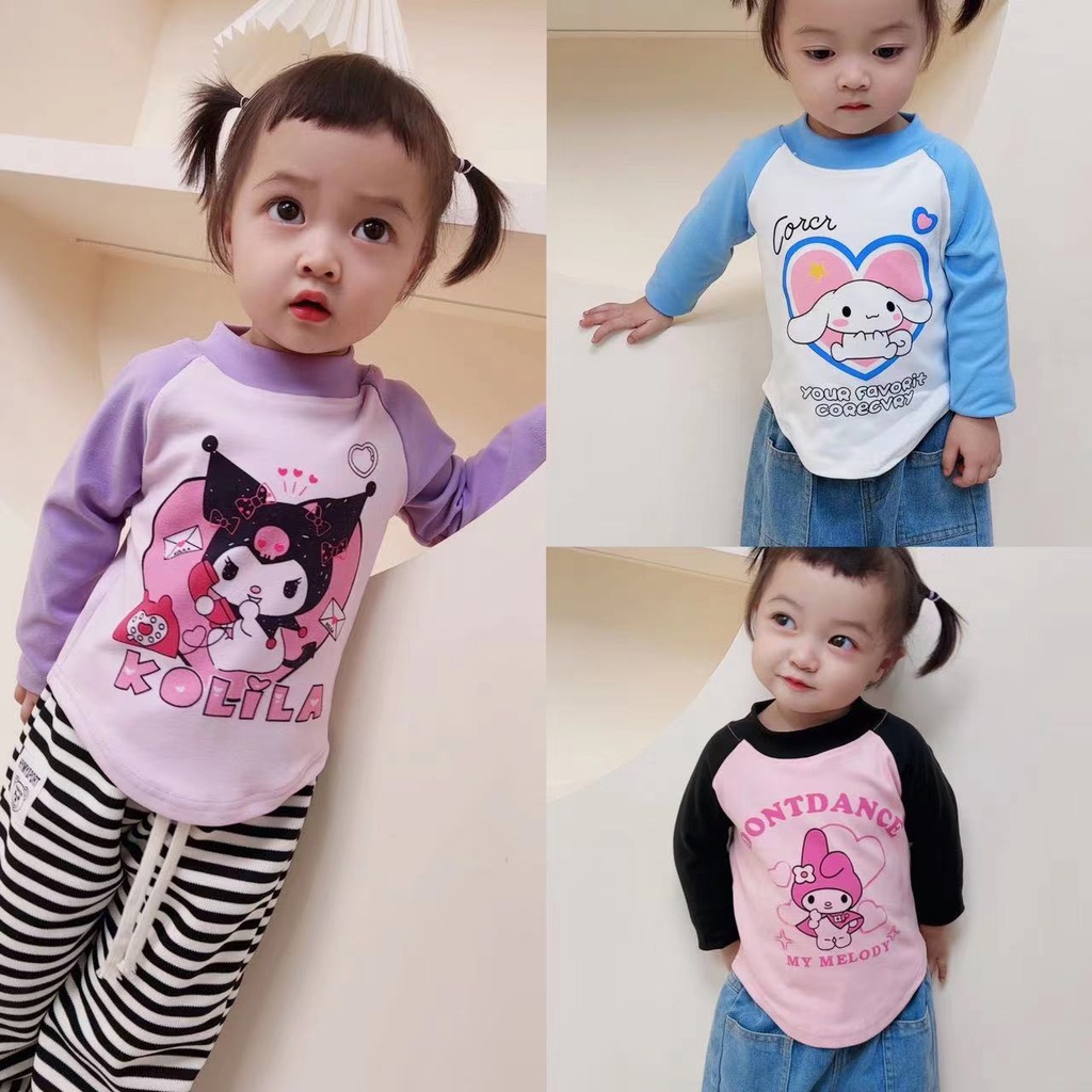 Bé Gái Đáy Áo Mùa Thu Phong Cách Phương Đông Trung Nhỏ Trẻ Em Áo Thun Phong Cách Mới Influencer Dài Tay Thời Trang Xuân Thu Top JON8