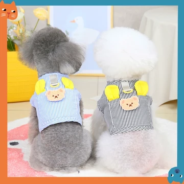 Mới Thú Cưng Gấu Ngực Lưng Thú Cưng Quần Áo Chó Sọc Dọc Ngực Lưng Chó Tank Top Teddy Quần Áo Mèo Thú Cưng Quần Áo Mèo Quần Áo Mèo