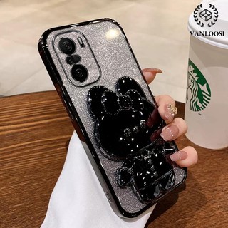 ốp lưng poco f3 Ốp Điện Thoại Silicon Mềm Mạ Điện Họa Tiết Thỏ Lấp Lánh Chống Rơi Cho poco f3