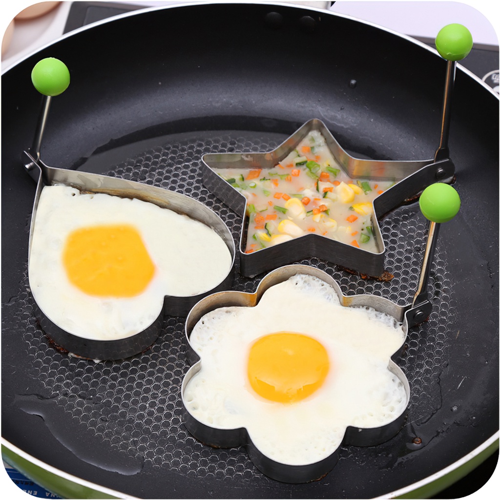 Giá sỉ - Khuôn Inox Rán Trứng, Khuôn Tạo Hình Trứng Làm Bánh Nhiều Hình Đáng Yêu Có Tay Cầm - FETA