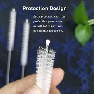 ALMA1 1 Cái Bàn Chải Bụi, Bàn Chải Làm Sạch Ống Hút Mở Rộng Nylon Bạc, Tóc Mềm Có Thể Tái Sử Dụng Ống Hút
