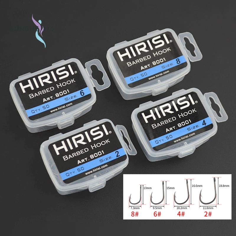 Hirisi Set 50 Lưỡi Câu Cá Phủ Thép carbon 8001