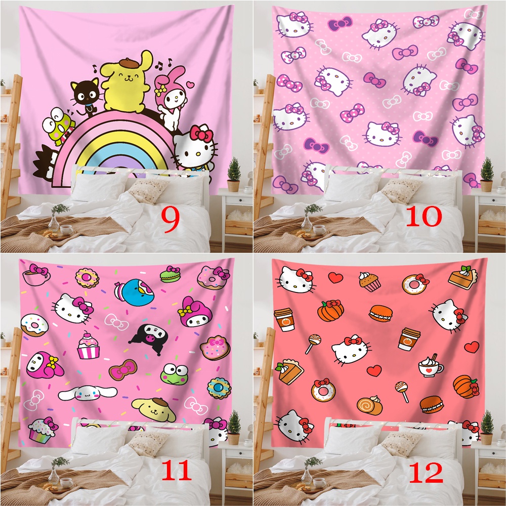 Thảm Treo Tường Trang Trí Phòng Ngủ Hình hello kitty