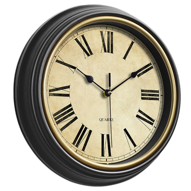 PPY Hoạt Động Đồng Hồ Treo Tường 12in Vintage Đồng Hồ Treo Tường Retro Yên Tĩnh Đồng Hồ Cho Trường Học Tại Nhà Trang Trí Văn Phòng