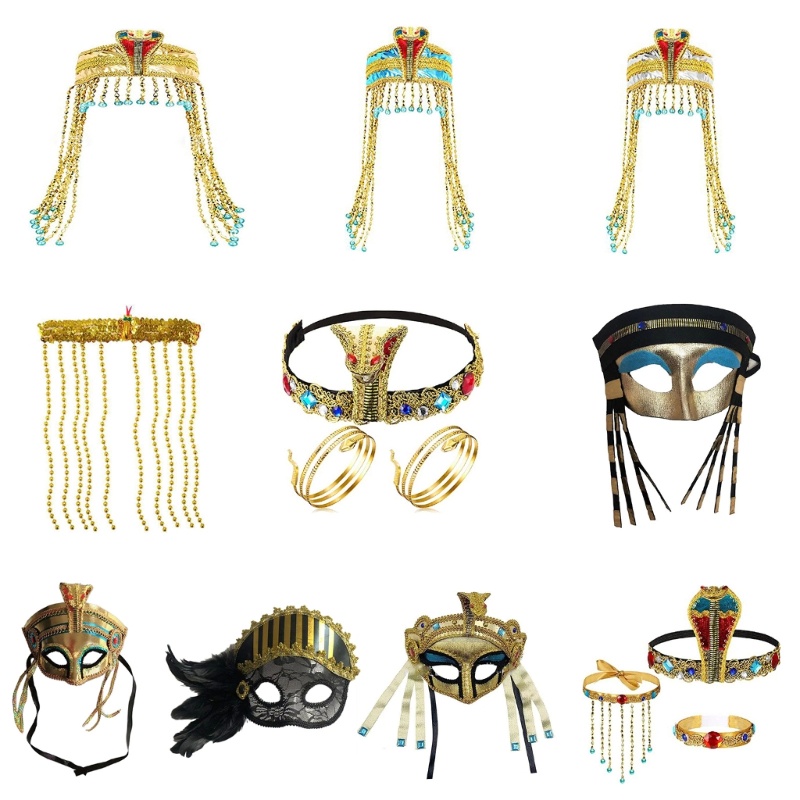 Wellb Vàng Ai Cập Rắn Tóc Vòng Rắn Cosplay Đầu Vintage Ma Đảng Mũ Gothic Tóc Vòng