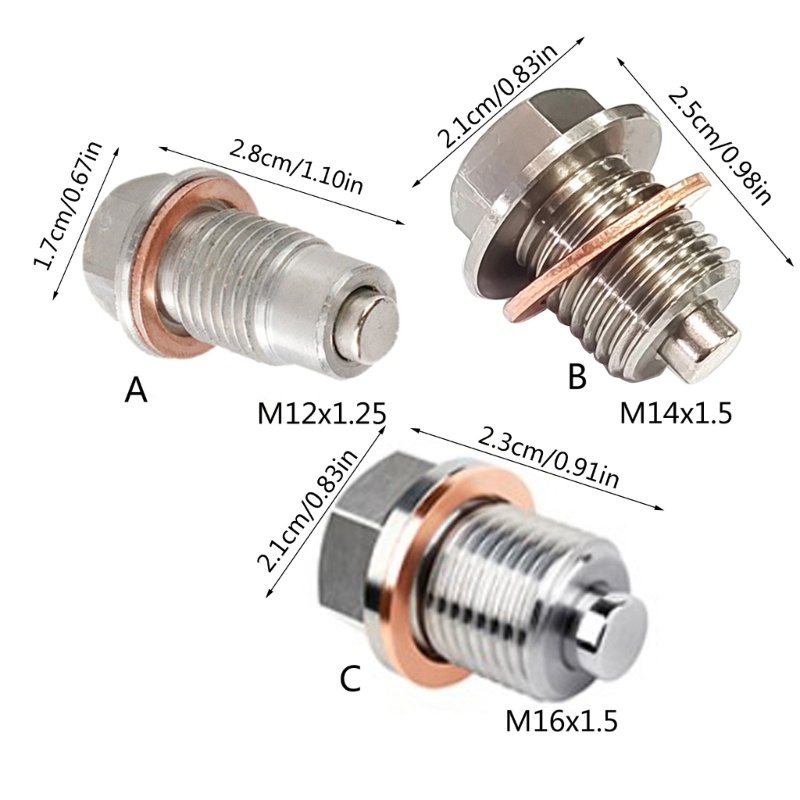 Mon M12x1 25 M14x1 5 M16x1 5 Chảo Dầu Xả Đai Ốc Bu Lông Từ Dầu Xả Cắm