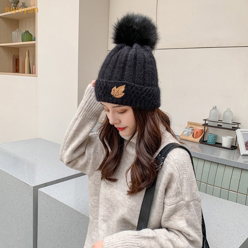 Saniye Mũ beanie Dày Giữ Ấm Mùa Đông Thời Trang Hàn Quốc Cho Nữ vn