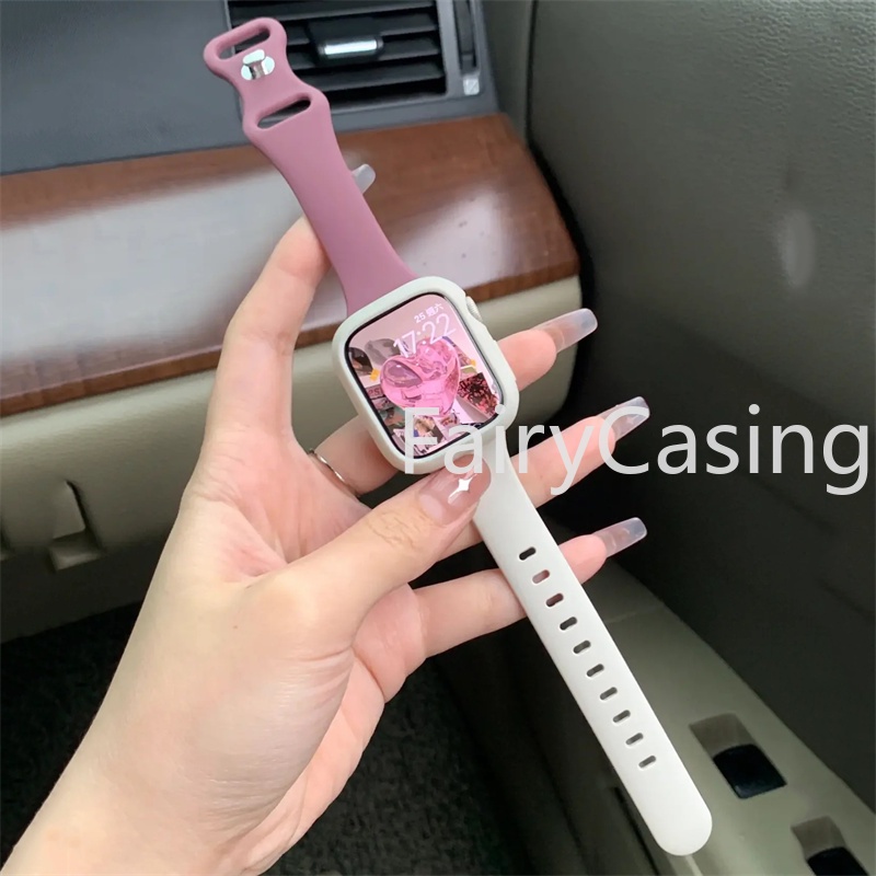 Dây đeo hai màu silicon mỏng cho Apple Watch 46MM Ultra 3 2 1 49mm Series 11 10 9 45mm 44mm 41mm 40 38 42 Correa Band cho Watch 8 7 6 SE 5 4 Band