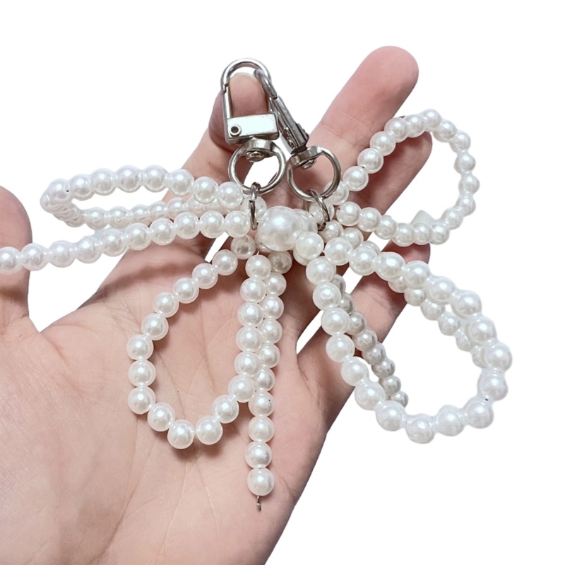 Móc Khóa Trang Trí Túi Xách Hình Nơ Đính Hạt Dễ Thương