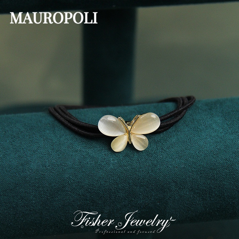 Mauropoli [Sẵn sàng] Băng đô kim loại mắt mèo Phiên bản Hàn Quốc Mũ đội đầu Vòng tóc sang trọng Đơn giản Dây cao su đàn hồi cao Dây buộc đầu bóng