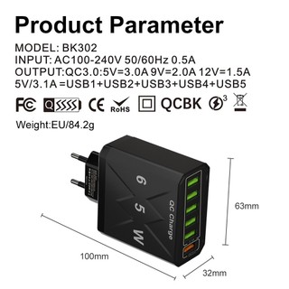 Củ Sạc Nhanh 3.1A 6 Trong 1 Cho Điện Thoại 15 1413 12 QC3.0