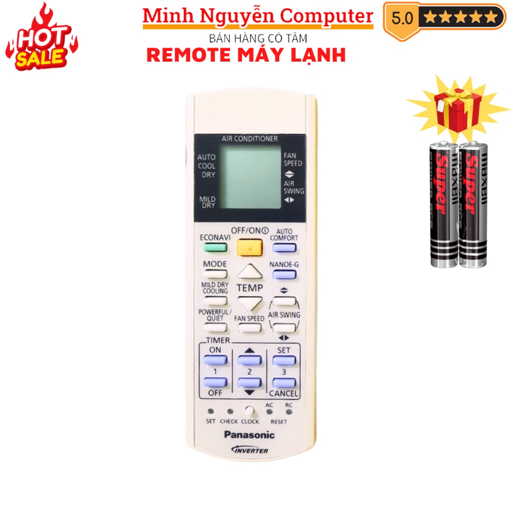 Điều khiển điều hòa Panasonic Mã 09 Inverter 2 chiều, remote máy