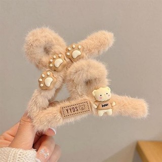 Kẹp tóc càng cua phủ lông mềm mịn dễ thương dành cho nữ phong cách Hàn Quốc