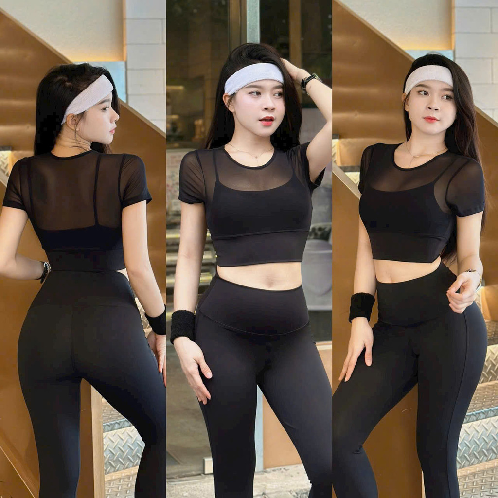 Áo croptop thể thao tập gym, yoga, aerobic, tập nhảy ... chất thun lưới co giãn (có đệm)