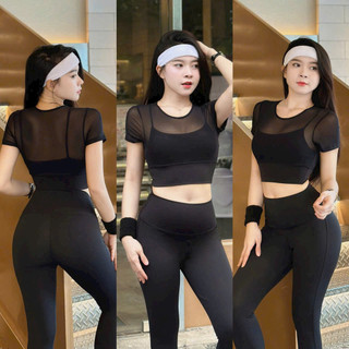 Áo thể thao croptop tập gym, yoga, aerobic, tập nhảy ... chất thun lưới co giãn (có đệm)