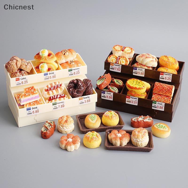[Chc] Nhà búp bê trưng bày thực phẩm thu nhỏ Hiển thị đứng Bánh mì tráng miệng Tủ nấu ăn Kanto Đồ nội thất mô hình Đạo cụ cảnh [VN]