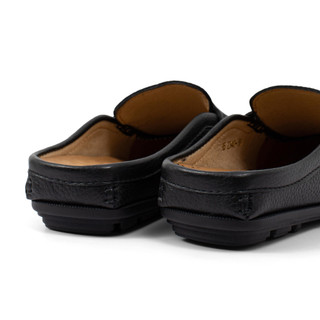 Giày sục nam da bò FTT Leather màu đen vân hạt đơn giản, thanh lịch, thoáng mát F234040