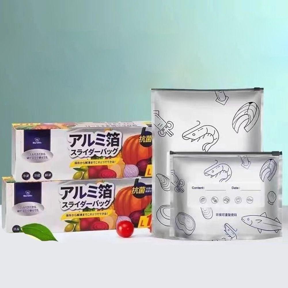 CAST 10 Cái / túi Túi Đứng Tủ Đông, Túi Đựng Thực Phẩm An Toàn Tủ Đông Chống Rò Rỉ, Túi Đựng Nhà Bếp Lá Nhôm Tươi Có Thể Tái Sử Dụng