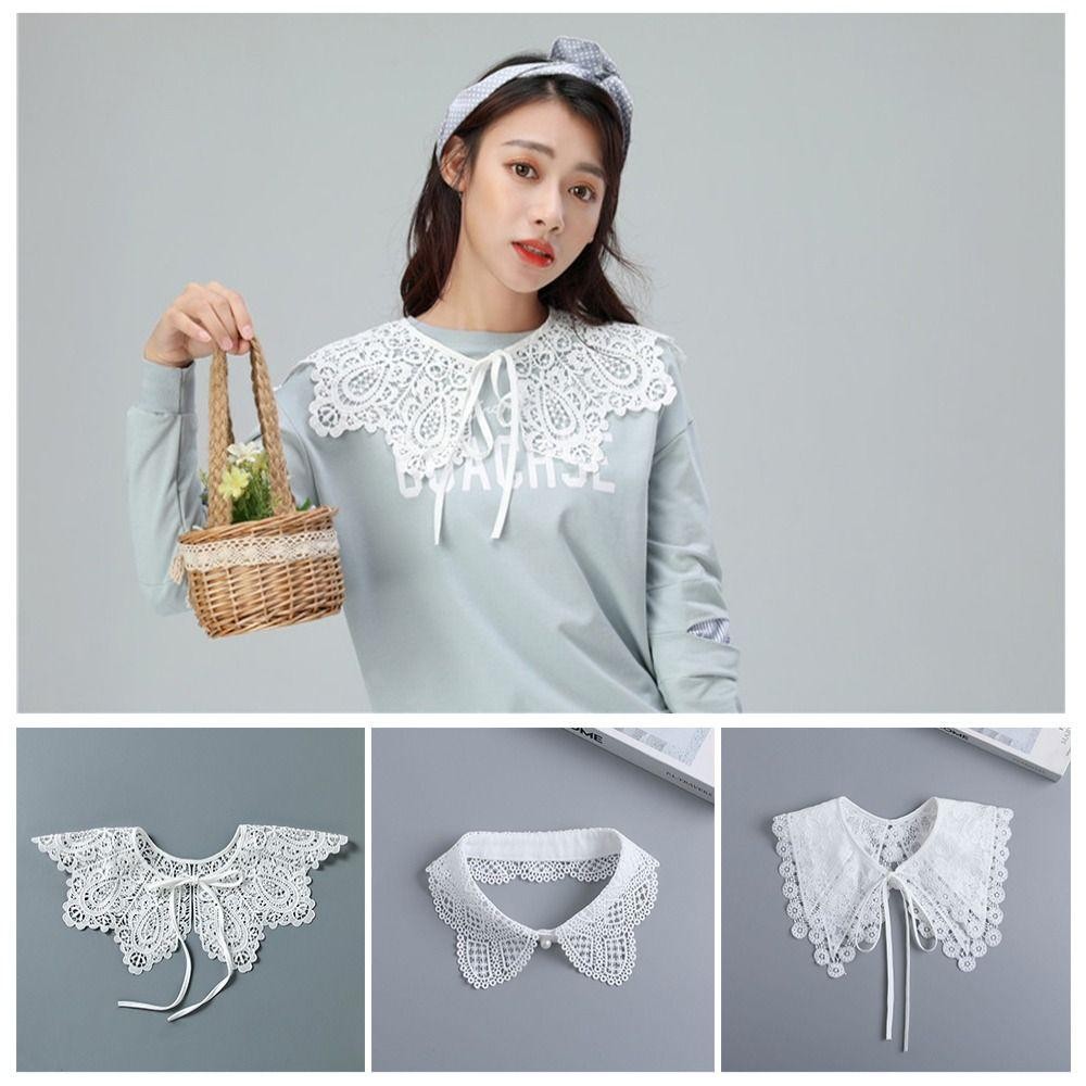 Cổ rỗng TRACEILLOIAN, Cổ áo giả màu trắng ren, Phụ kiện buộc cổ có thể tháo rời dành cho nữ
