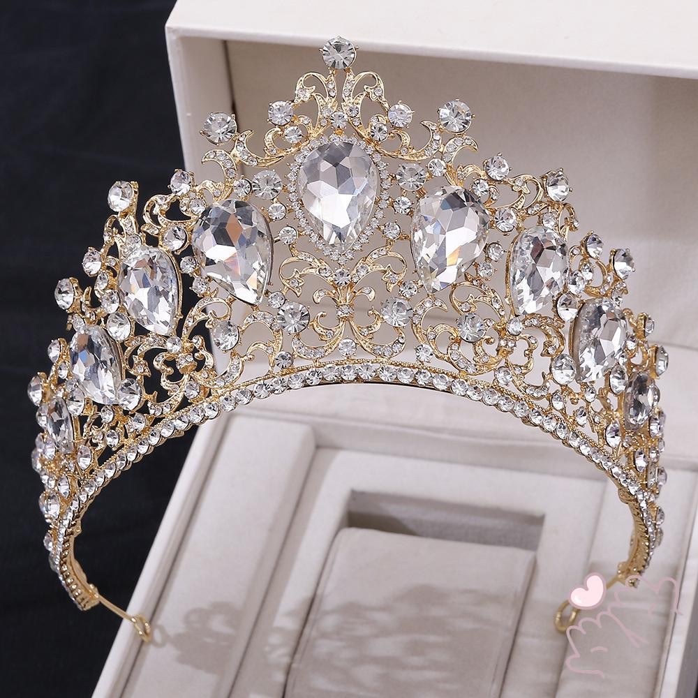 Cô Dâu Vương Miện Nữ Hoàng Băng Đô Dazzling Kim Cương Giả Hình Bán Nguyệt Tiara Mũ