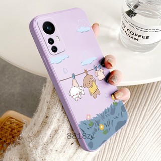 Ốp lưng TPU silicone mềm cho Xiaomi 12/12 Lite/12T/12T Pro/13/13 Lite, chống rơi vỡ, in hình dễ thương kèm dây đeo
