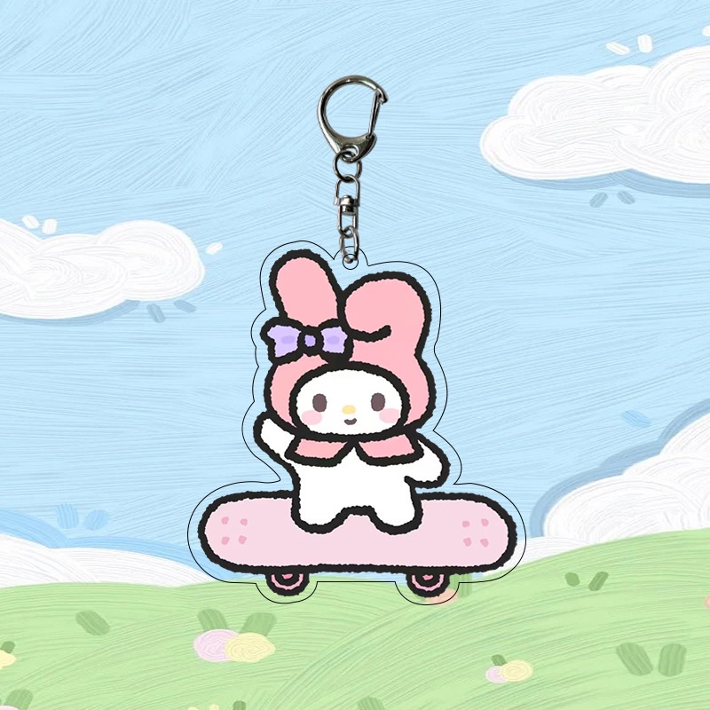 Móc Khóa Sanrio Hình Ván Trượt Sanrio Chất Liệu Acrylic
