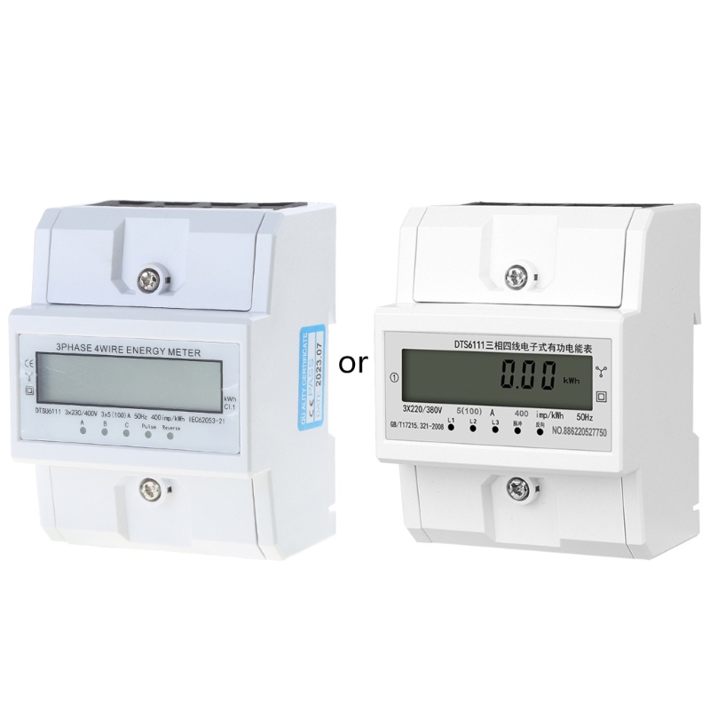 Kikin 3 Pha 4 Dây Đồng Hồ Đo Năng Lượng Điện 3x 220V 380V DIN Rail Đồng Hồ Đo Trung Cấp Để Đo Nguồn Điện Syst