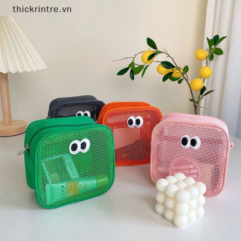 THI Mới Kẹo Màu Lưới Túi Đựng Mỹ Phẩm Dễ Thương Mắt To Trang Điểm Túi Trang Điểm Hộp Đựng Trang Điểm Di Động Vệ Sinh Túi Bảo Quản VN