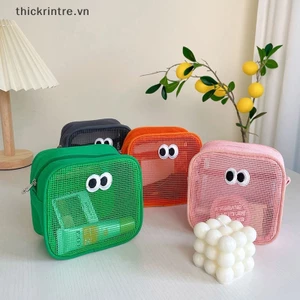 THI Mới Kẹo Màu Lưới Túi Đựng Mỹ Phẩm Dễ Thương Mắt To Trang Điểm Túi Trang Điểm Hộp Đựng Trang Điểm Di Động Vệ Sinh Túi Bảo Quản VN