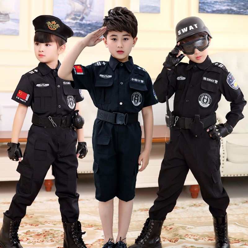 💕Chỗ💕 Quần Áo Trẻ Em Trang Phục Quần Áo Cho Bé Gái 3 Đến 14 Tuổi Cảnh Sát Đặc Biệt Trang Phục Mới Lạ