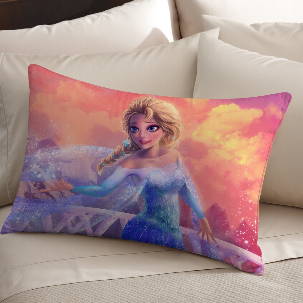 Vỏ Gối polyester Hình Chữ Nhật In Hình anna & elsa Một Mặt Trang Trí Nhà Cửa (Không Kèm Lõi)