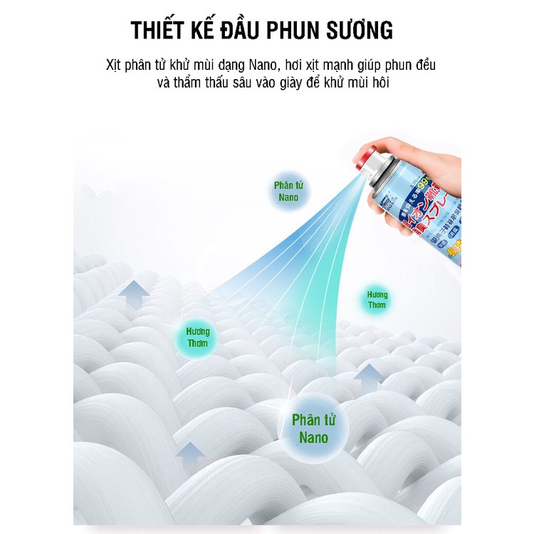 Xịt khử mùi giày ion Nano Bạc, Chai sịt khử mùi giày khử khuẩn mùi hôi chân xịt thơm giày cho hiệu quả tức thì