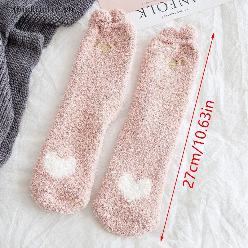 THI Tất Đáng Yêu Cho Nữ Làm Dày Cashmere Giữa Ống Tất Ngọt Ngào Bé Gái Mềm Mại Ấm Áp Ngoài Sàn Mặc Tất VN