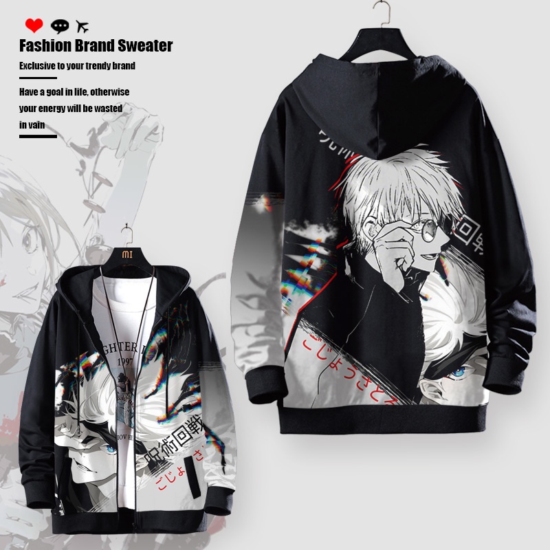 Siy7 Jujutsu Kaisen Anime Áo khoác 3D Áo khoác dài tay Cosplay Gojou Satoru Unisex Top Áo Hoodie thời trang Áo khoác ngoài Pl