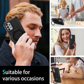 Dành Cho Samsung A53 A73 A52 A52s A72 Ốp điện thoại Có Giá Đỡ Vòng PC Cứng Mặt Sau Mềm TPU Edge Quân Sự Cấp Chống Rơi Chống Sốc Mỏng Bao