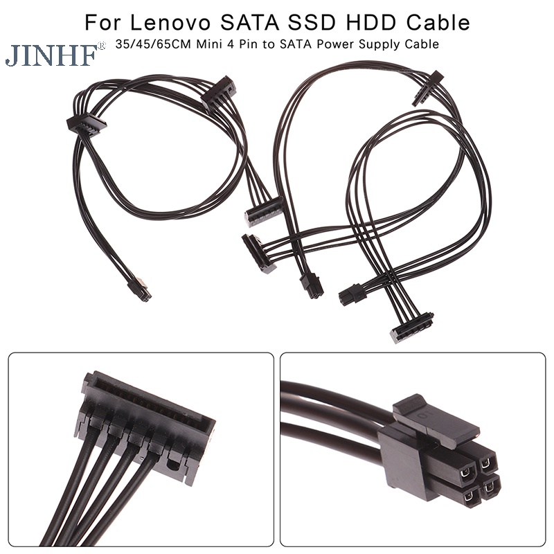 JINHF 1Pc 35 / 45 / 65CM 4 Pin Sang SATA Cáp Nguồn Cho Giao Diện Ban Chính SATA SSD HDD Cáp HOT