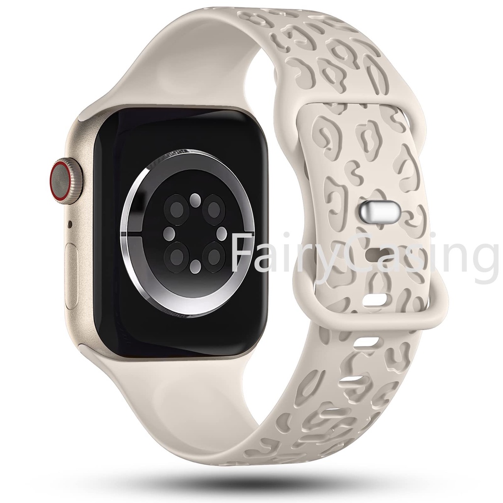 Dây Đeo Đồng Hồ Bằng Silicon Họa Tiết Da Báo Cho apple watch ultra 2 49mm 45mm 41mm 44mm 40mm 38mm 42mm iwatch series 9 8 7 se 3 6 8 ultra
